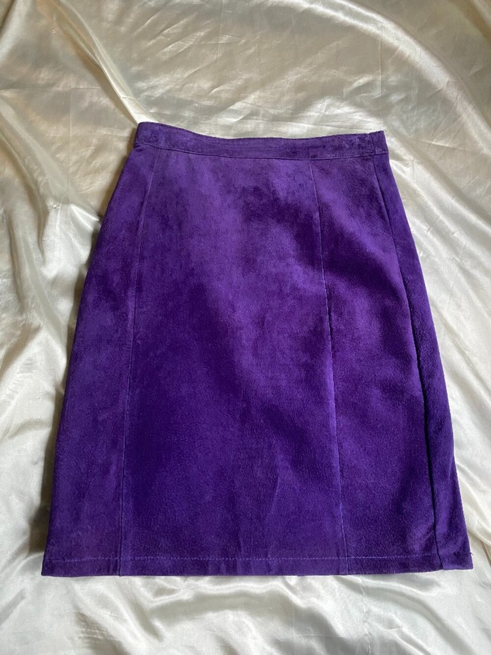 Vintage 1980s Purple Suede Mini Skirt 26" Small Boho Retro Minimalist